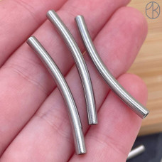 Бусина трубочка сталь 35х3 мм, цвет серебро