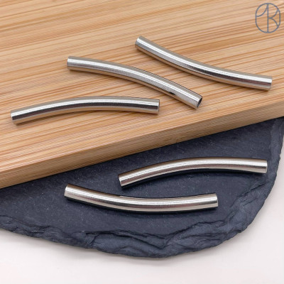 Бусина трубочка сталь 40х4 мм, цвет серебро