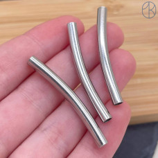 Бусина трубочка сталь 40х4 мм, цвет серебро