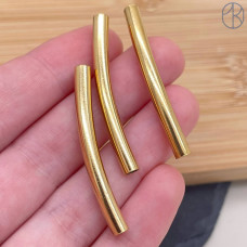 Бусина трубочка сталь 40х4 мм, цвет золото 18К