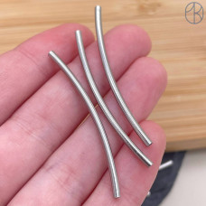 Бусина трубочка сталь 45х2 мм, цвет серебро