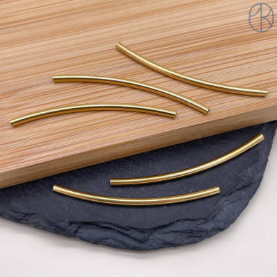 Бусина трубочка сталь 45х2 мм, цвет золото