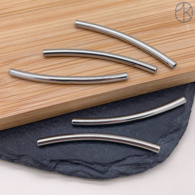 Бусина трубочка сталь 45х3 мм, цвет серебро