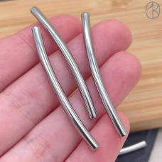 Бусина трубочка сталь 45х3 мм, цвет серебро