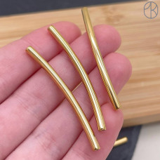 Бусина трубочка сталь 45х3 мм, цвет золото 18К