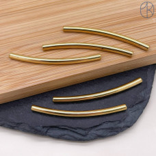 Бусина трубочка сталь 45х3 мм, цвет золото 18К