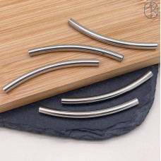 Бусина трубочка сталь 55х4 мм, цвет серебро