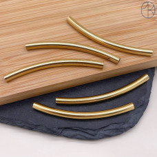 Бусина трубочка сталь 55х4 мм, цвет золото 18К 