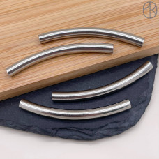 Бусина трубочка сталь 55х5 мм, цвет серебро 