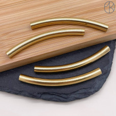 Бусина трубочка сталь 55х5 мм, цвет золото 18К 