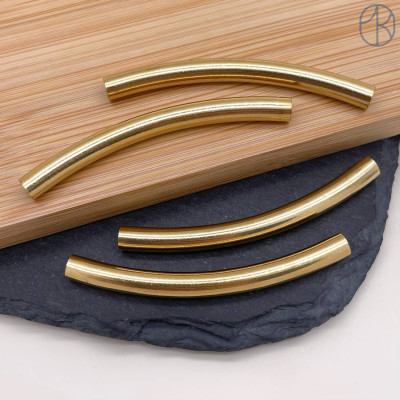 Бусина трубочка сталь 55х5 мм, цвет золото 18К 