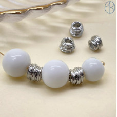 Бусина улей, цвет серебро 4х6 мм