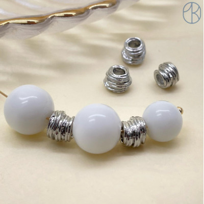 Бусина улей, цвет серебро 4х6 мм