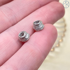 Бусина улей, цвет серебро 4х6 мм