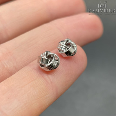 Бусина узел, цвет серебро 7 мм 