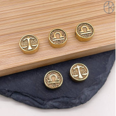 Бусина Весы сталь, цвет золото 10 мм