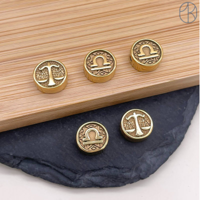 Бусина Весы сталь, цвет золото 10 мм