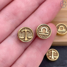 Бусина Весы сталь, цвет золото 10 мм