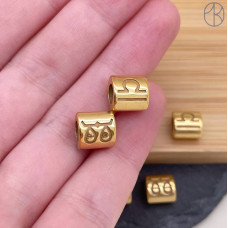 Бусина Весы сталь, цвет золото 9 мм