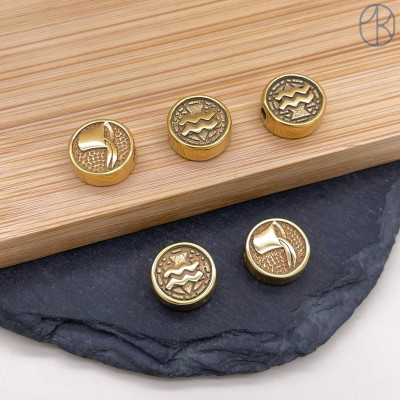 Бусина Водолей сталь, цвет золото 10 мм