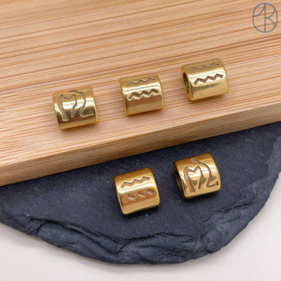 Бусина Водолей сталь, цвет золото 9 мм