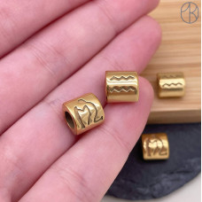 Бусина Водолей сталь, цвет золото 9 мм