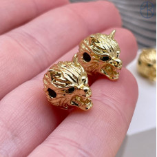 Бусина волк, цвет золото 11 мм