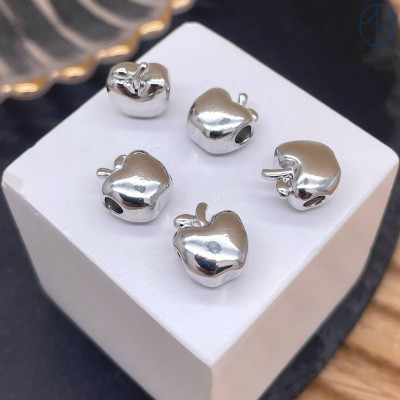 Бусина яблоко, цвет серебро 10 мм