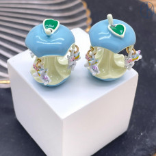 Бусина яблоко и лошадки голубая эмаль 23х18 мм 