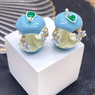 Бусина яблоко и лошадки голубая эмаль 23х18 мм 