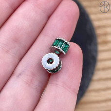 Бусина зеленые цирконы, цвет серебро 6 мм 