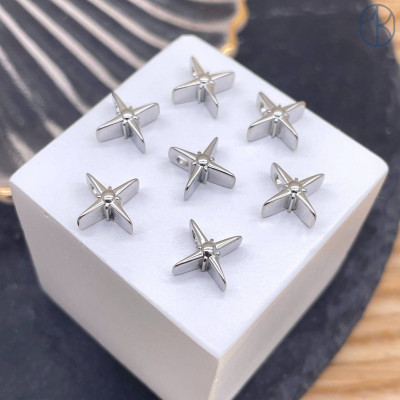 Бусина звезда, цвет серебро 8 мм 