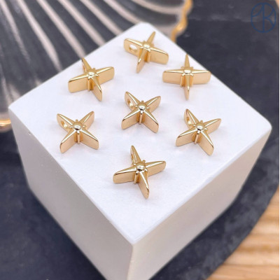 Бусина звезда, цвет золото 8 мм 