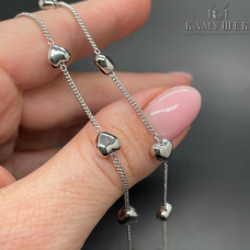 Цепь №107 цвет серебро 1,3 мм объемное сердце