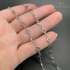 Цепь №112 цвет серебро, клевер 5,5 мм