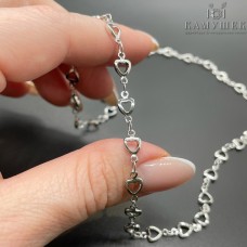 Цепь №113 цвет серебро, сердце 10*5,2 мм
