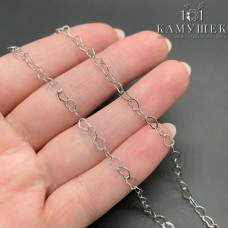 Цепь №128 цвет серебро, сердце 5*4 мм 