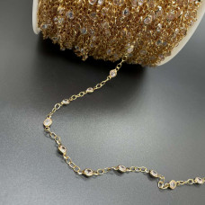 Цепь №201-1 цвет золото 3х2 мм циркон 
