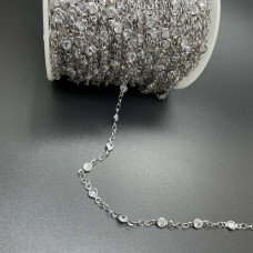 Цепь №201 цвет серебро 3х2 мм циркон 