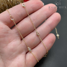 Цепь №204-1 цвет золото капля циркон 8х3 мм