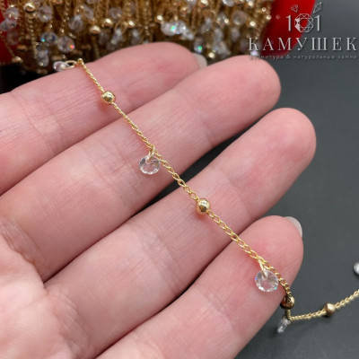 Цепь №205-1 цвет золото 1,3 мм шарик/циркон