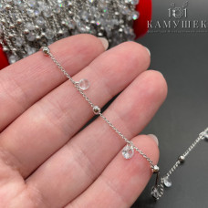 Цепь №205 цвет серебро 1,3 мм шарик/циркон