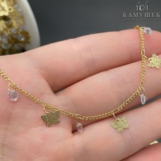 Цепь №209-1 цвет золото, бабочка циркон 1,4*1,5 мм