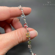 Цепь №210 цвет серебро, бабочки микс 6 мм 20 см