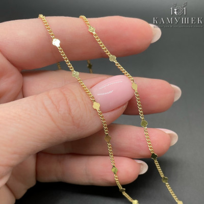 Цепь №24-1 цвет золото 1,5 мм клевер