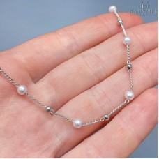 Цепь №261 цвет серебро 2,5*1 мм, имитация жемчуга