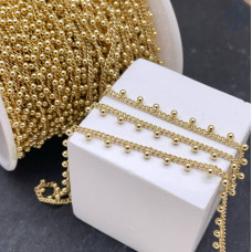Цепь №308-1 цвет золото бусины 2 мм