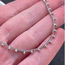 Цепь №308 цвет серебро бусины 2 мм