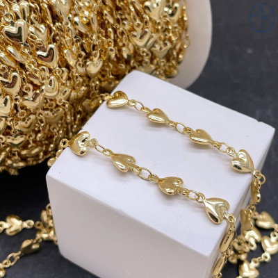 Цепь №309-1 цвет золото сердце 6 мм