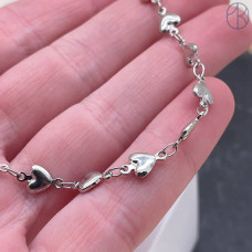 Цепь №309 цвет серебро сердце 6 мм